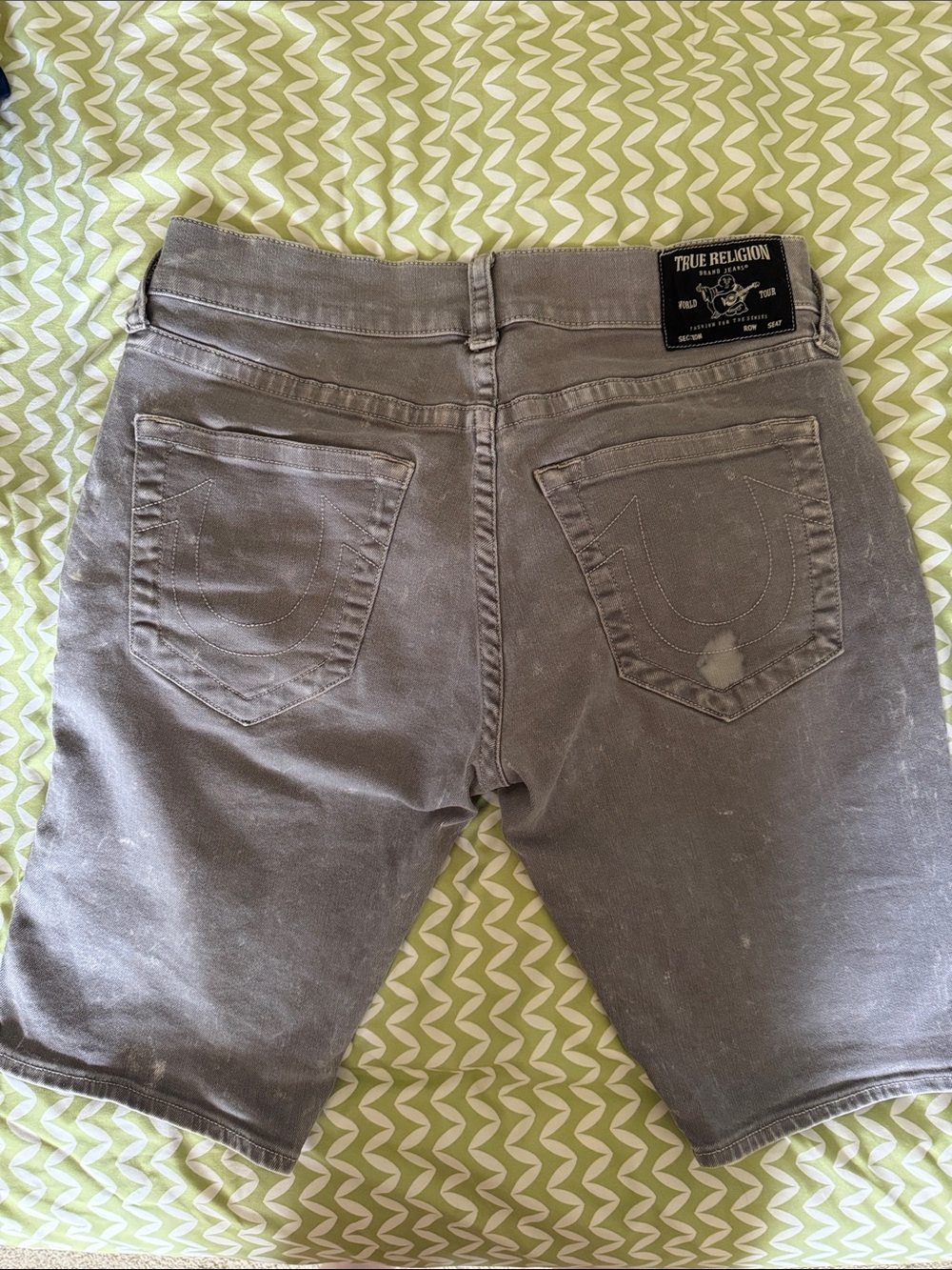 True Religion Men's Faded Gray Denim Shorts